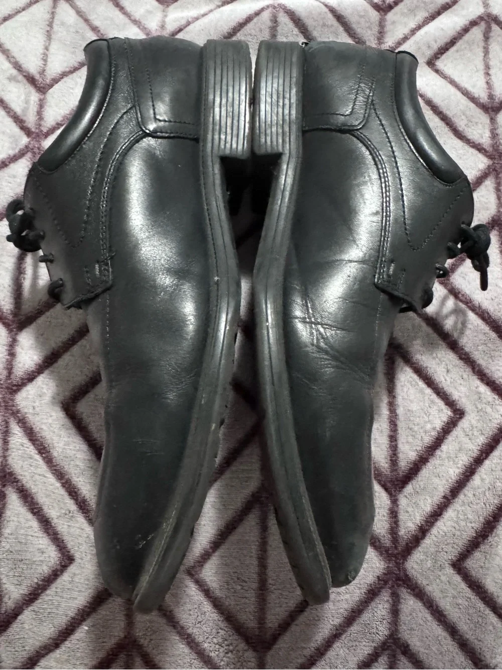 Rockport Men's Black Leather Lace-Up Dress Shoes with Adiprene by Adidas Insoles
